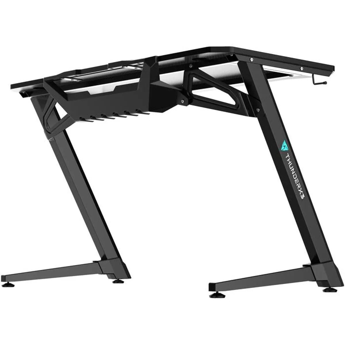 Bureau gaming ThunderX3 ED3 - plateau fibre de carbone, passe-câbles, support casque (Noir) - vue 6