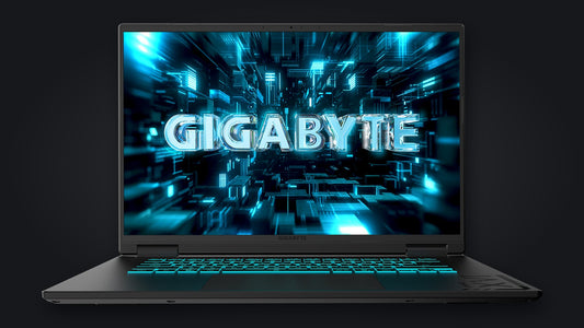 PC portable Gigabyte Gaming A16 Pro RTX 5070 Ti ouvert sur fond sombre