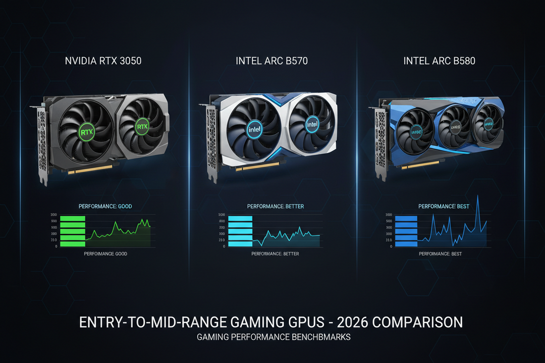 RTX 3050 vs Arc B570 vs Arc B580 : le match entrée/milieu de gamme 2026