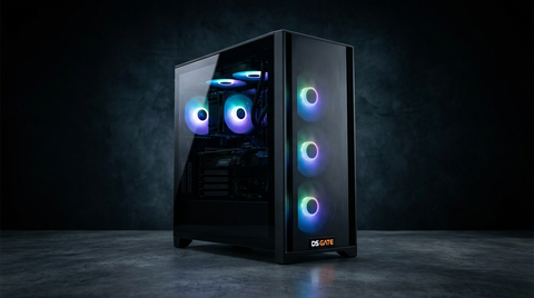 PC gamer DSGate Cloud Digital avec ventilateurs RGB en studio