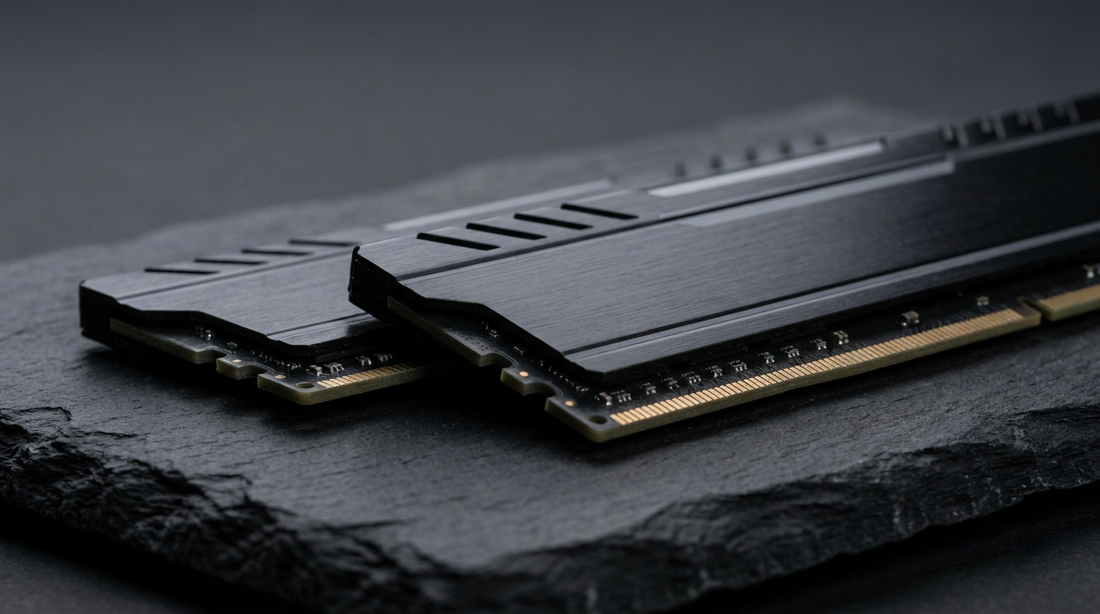 Barrettes de RAM sur surface ardoise sombre