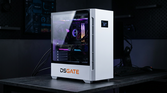 PC gamer blanc DSGate M6-IV Cloud Q avec panneau vitré et éclairage RGB