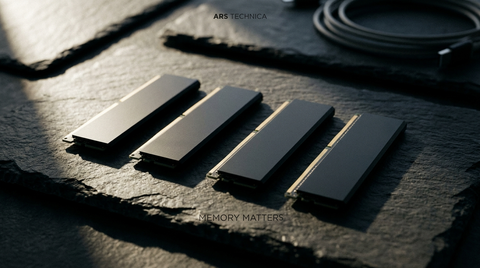 Barrettes de RAM DDR4 sur surface ardoise sombre