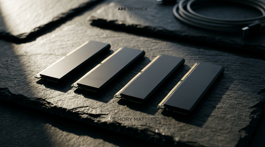 Barrettes de RAM DDR4 sur surface ardoise sombre