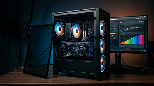 PC gamer ouvert avec courbe de réglage GPU affichée à l'écran