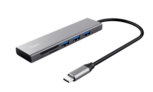 Hub USB-C 3.2 Trust Halyx 3 ports USB-A + lecteur de cartes Argent