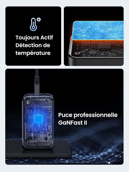 UGREEN Nexode 65W Chargeur USB C Rapide 3 Ports