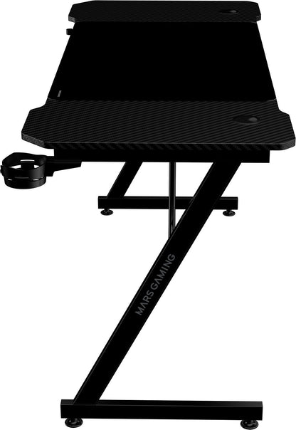 Bureau gaming Mars Gaming MGD-X 140 cm - plateau carbone, tapis XL inclus, passe-câbles (Noir) - vue 3
