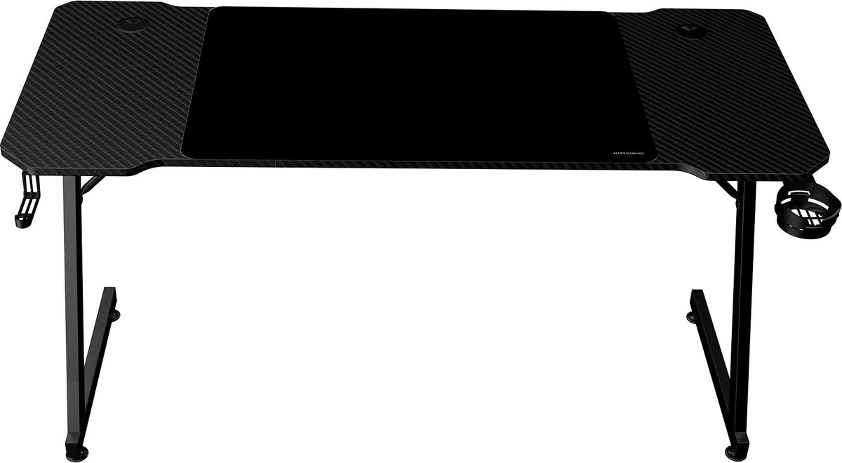 Bureau gaming Mars Gaming MGD-X 140 cm - plateau carbone, tapis XL inclus, passe-câbles (Noir) - vue 4