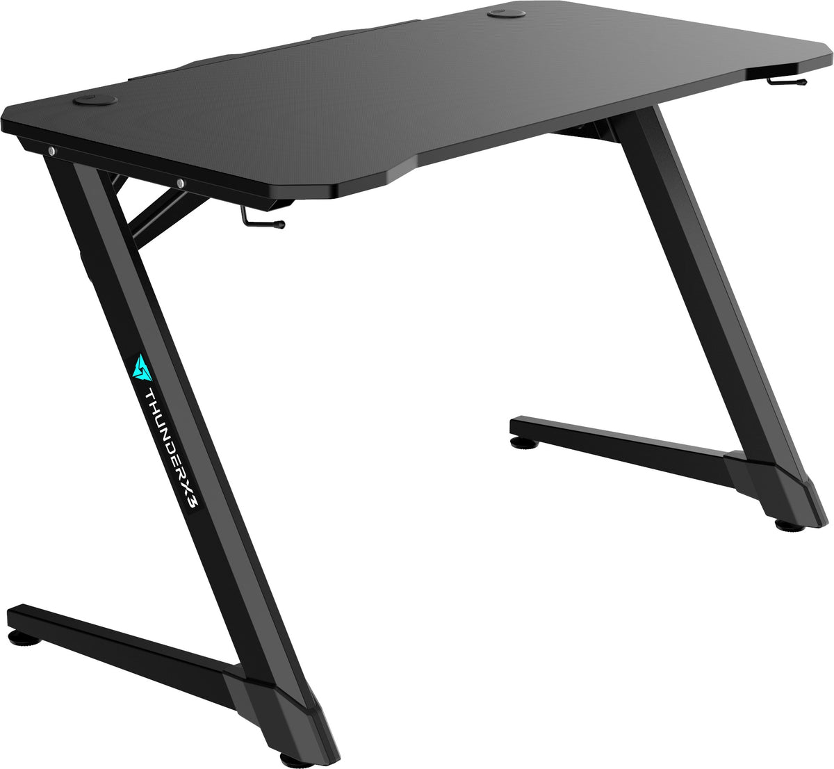 Bureau gaming ThunderX3 ED3 - plateau fibre de carbone, passe-câbles, support casque (Noir) - vue 2