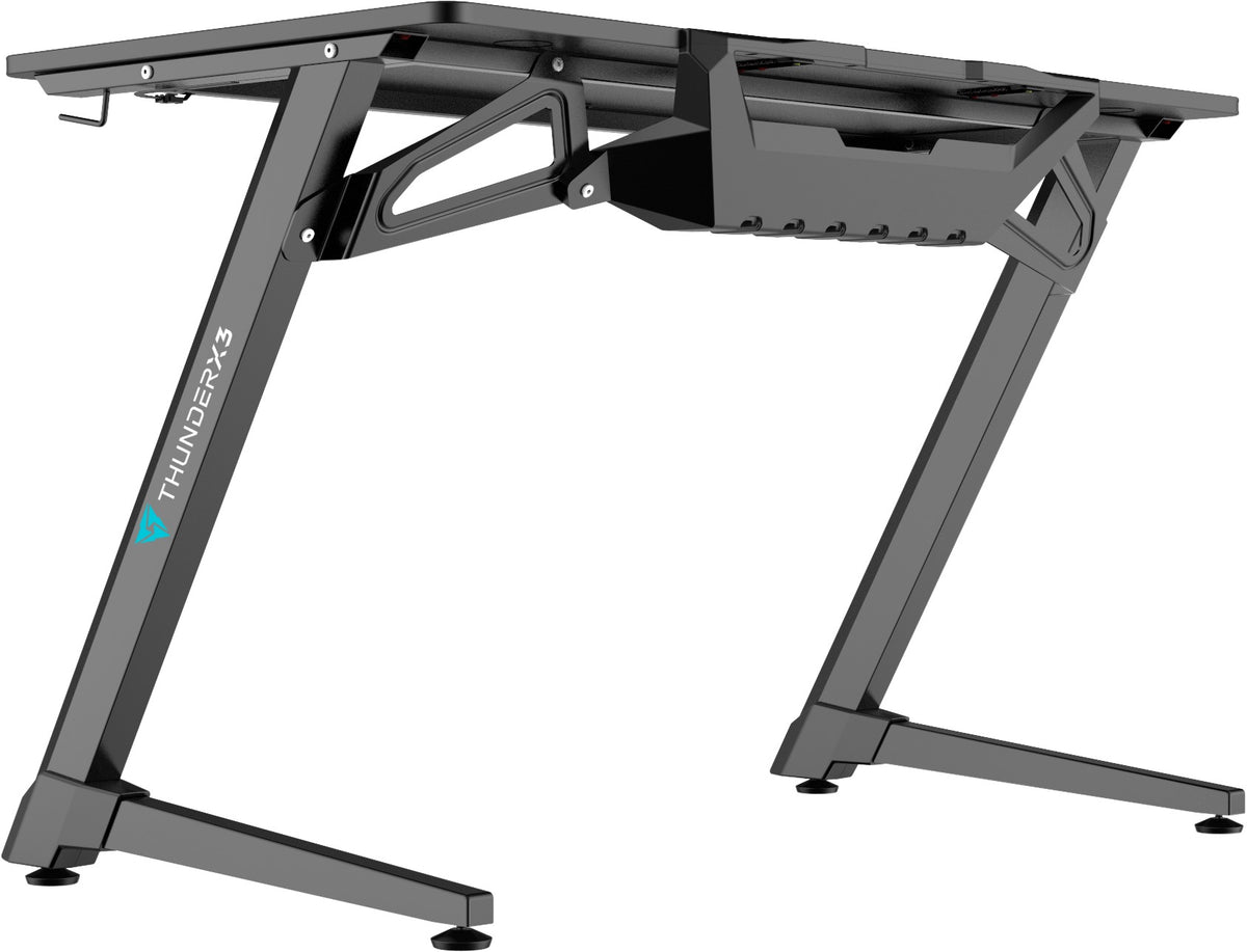 Bureau gaming ThunderX3 ED3 - plateau fibre de carbone, passe-câbles, support casque (Noir) - vue 4