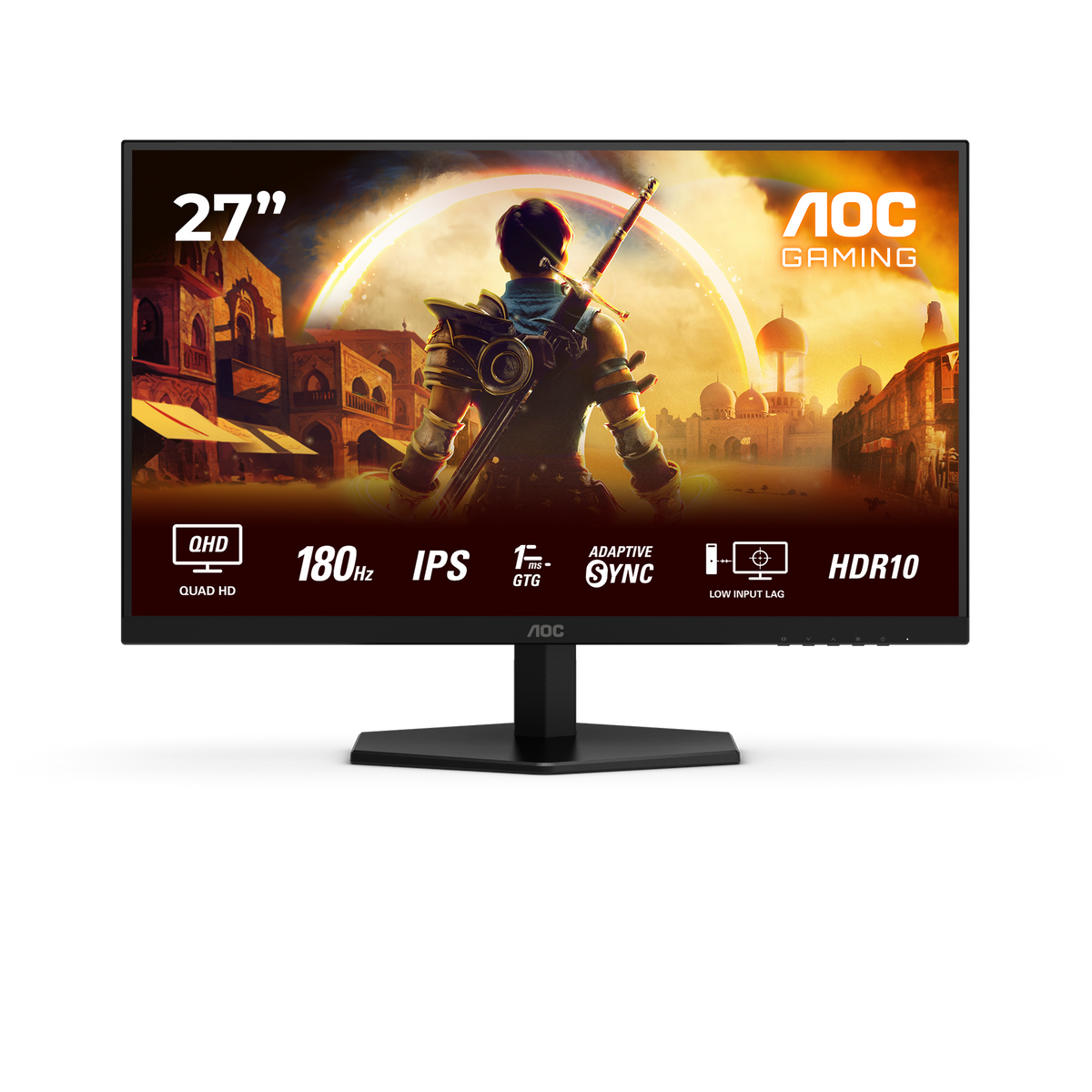 Écran PC Gamer 27" AOC Gaming Q27G42XE - Quad HD 1440p 180Hz - Fast IPS 1ms - HDR10 - Haut-parleurs - Noir/Rouge