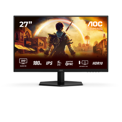 Écran PC Gamer 27" AOC Gaming Q27G42XE - Quad HD 1440p 180Hz - Fast IPS 1ms - HDR10 - Haut-parleurs - Noir/Rouge