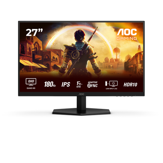 Écran PC Gamer 27" AOC Gaming Q27G42XE - Quad HD 1440p 180Hz - Fast IPS 1ms - HDR10 - Haut-parleurs - Noir/Rouge