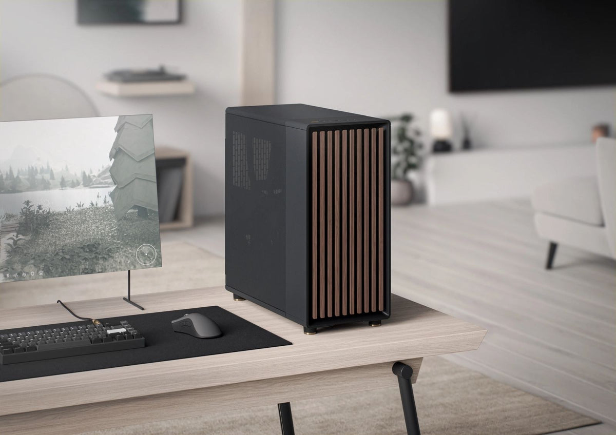 Boîtier Fractal Design North noir, façade en noyer – photo fabricant