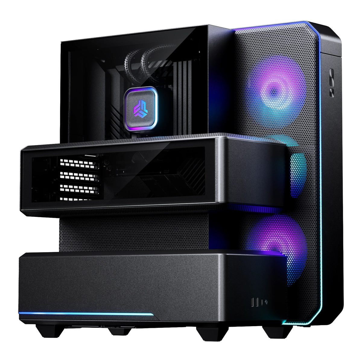 Boîtier Phanteks EX5 Plus noir, vue de trois quarts – photo fabricant