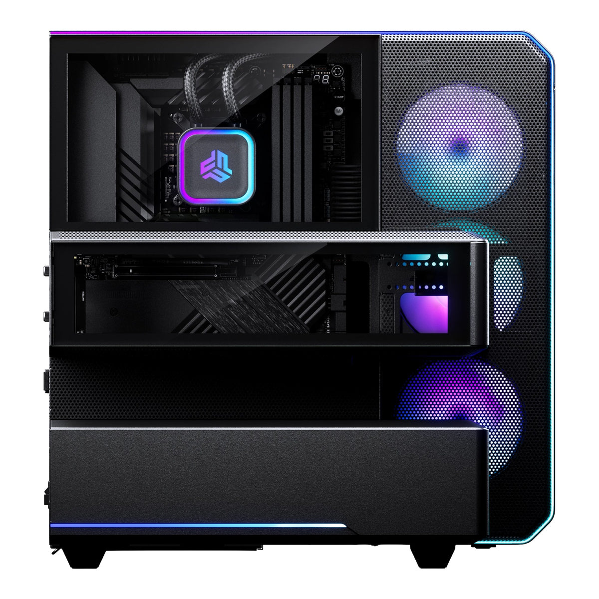 Boîtier Phanteks EX5 Plus noir, compartiments et AIO – photo fabricant