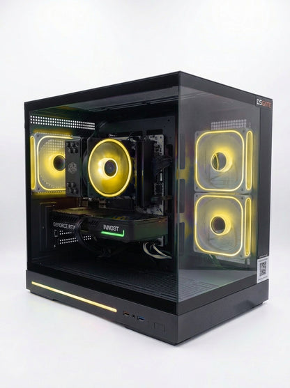 PC Gamer DSGate Cloud Digital RTX 5070 - boîtier cube vitré, LED jaunes