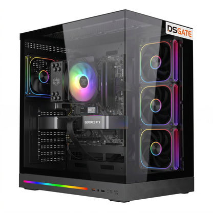 PC Gamer DSGate Cloud V XL - grand boîtier noir, 3 ventilateurs latéraux RGB et ventirad RGB, RTX 5070 / RX 9070 XT - assemblé à Paris