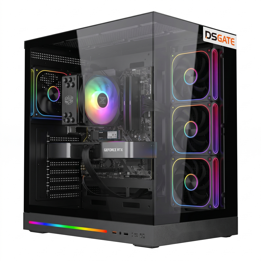 PC Gamer DSGate Cloud V XL - grand boîtier noir, 3 ventilateurs latéraux RGB et ventirad RGB, RTX 5070 / RX 9070 XT - assemblé à Paris