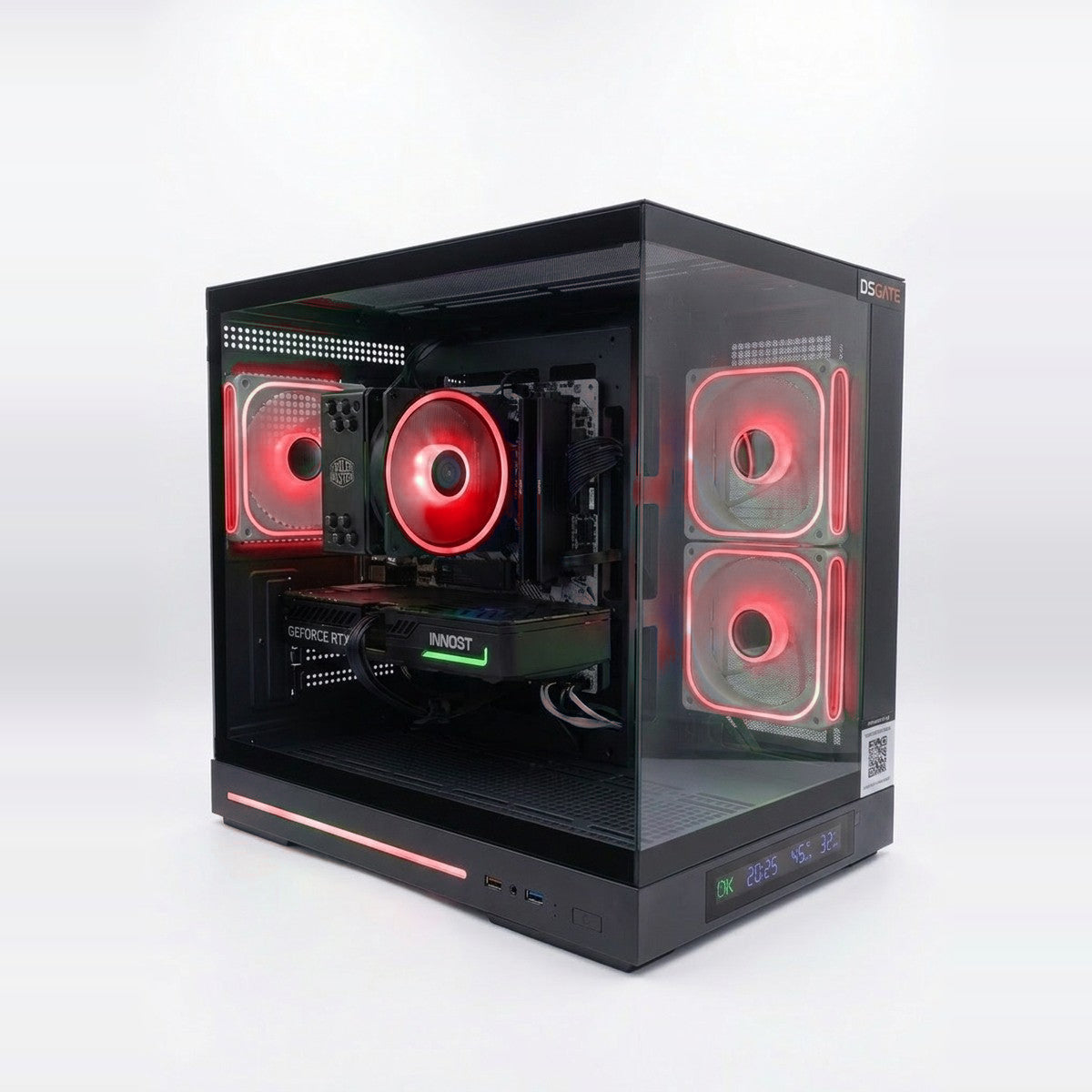 PC Gamer DSGate M10 Cloud DGT - boîtier panoramique, LED rouges