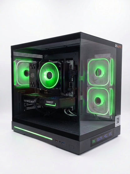 PC Gamer DSGate Premium Cloud Digital - boîtier panoramique, LED vertes