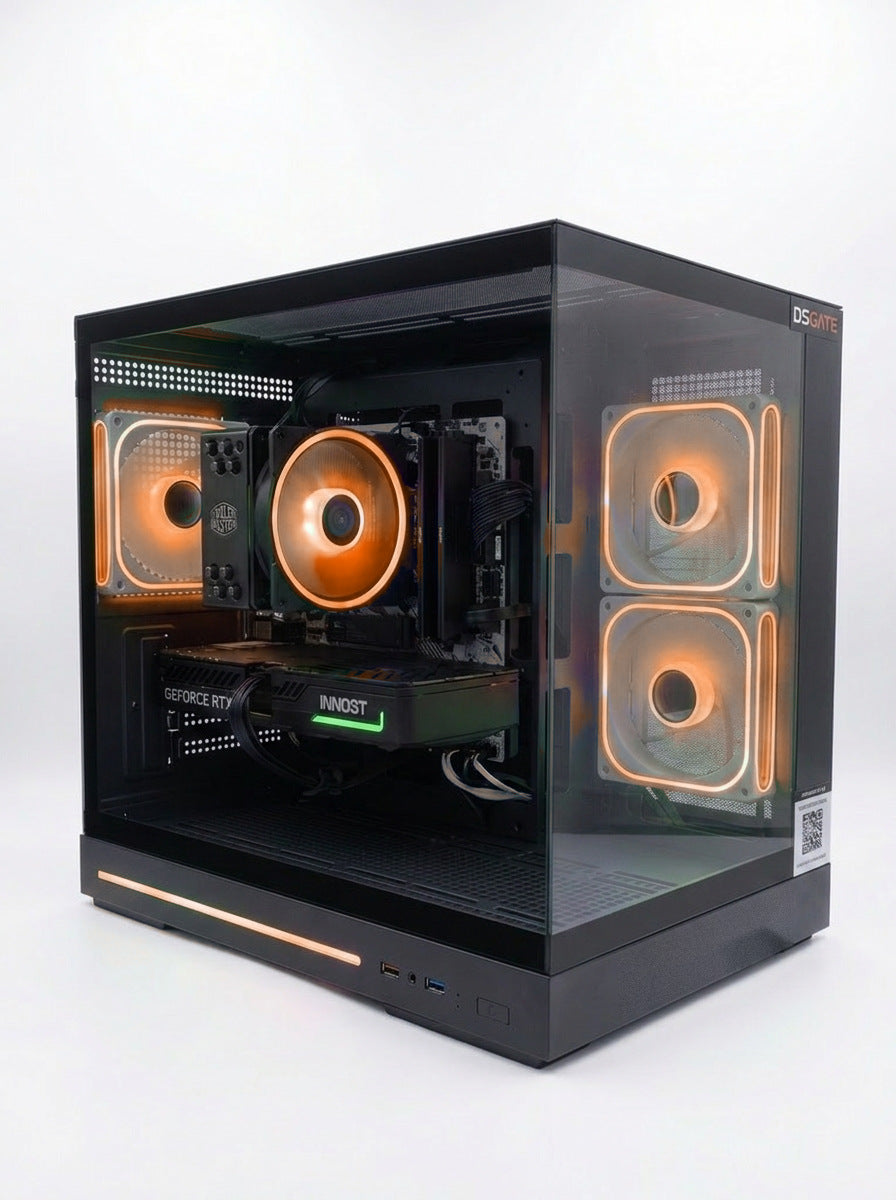 PC Gamer DSGate Premium Cloud Digital RTX 5070 - boîtier cube vitré, LED orange