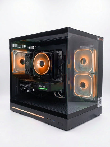 PC Gamer DSGate Premium Cloud Digital RTX 5070 - boîtier cube vitré, LED orange