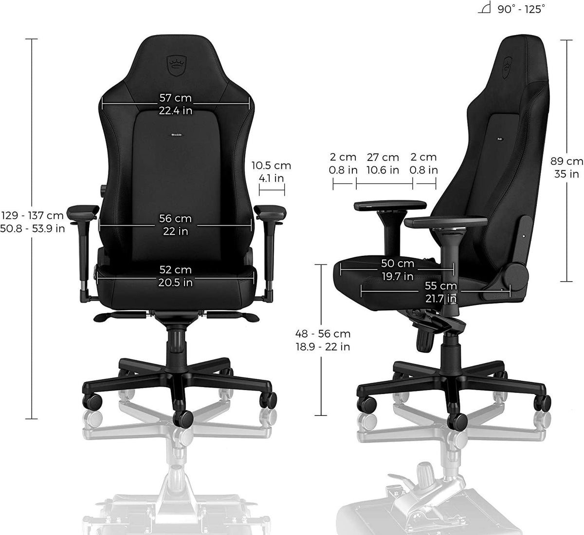 Fauteuil gaming noblechairs HERO Black Edition - similicuir PU, accoudoirs 4D (Noir) - vue 4