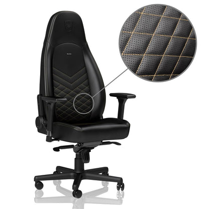 Fauteuil gaming noblechairs ICON - similicuir PU, accoudoirs 4D, inclinable 135° (Noir/Or) - vue 2