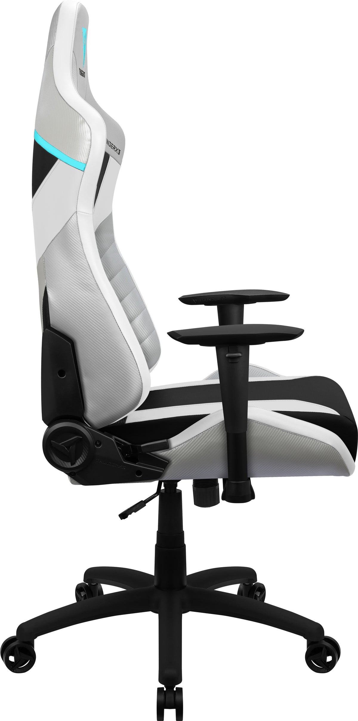 Fauteuil gaming ThunderX3 TC3 MAX - tissu respirant, accoudoirs 4D, inclinable (Noir/Blanc/Gris/Bleu) - vue 3