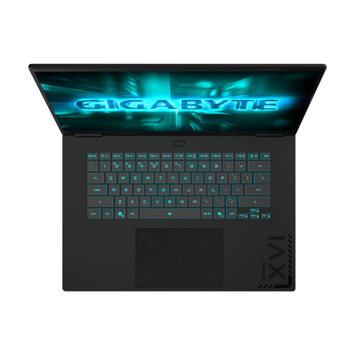 Gigabyte Gaming A16 RTX 5050 - vue de dessus, clavier rétroéclairé