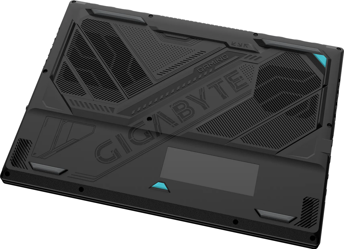 Gigabyte Gaming A16 RTX 5060 - vue de dessous, grilles de ventilation