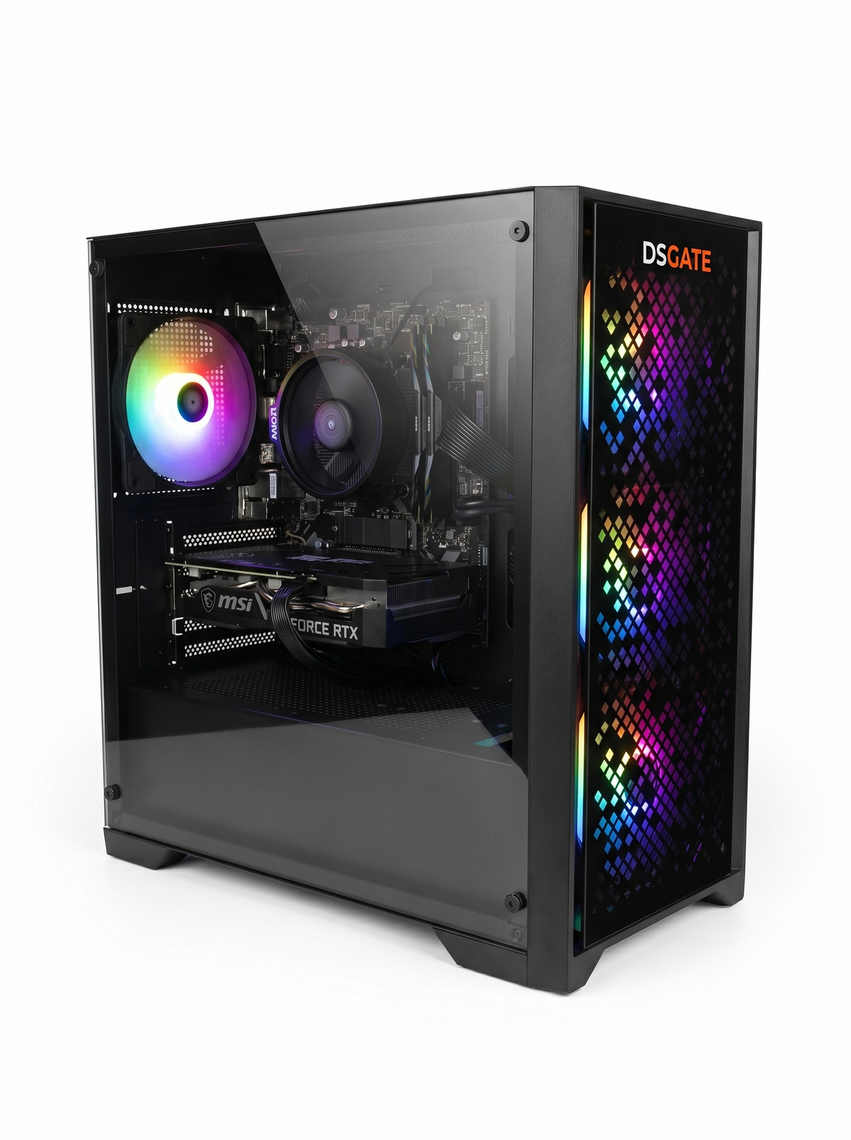Boîtier NYX II du DSGate M5 II - vue alternative avec panneau latéral vitré