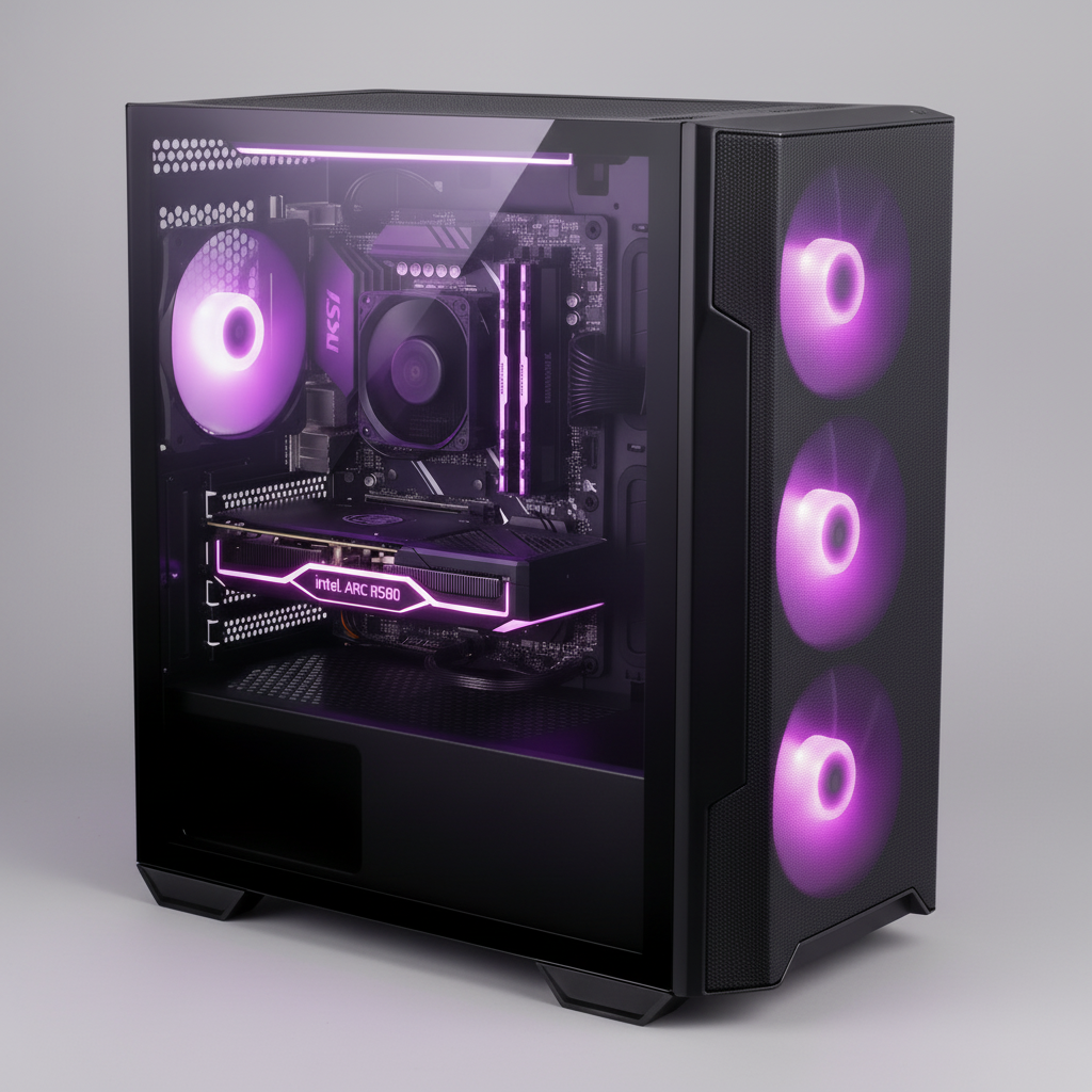 DSGate PC Gamer • AMD Ryzen 5 5500 4,2 GHz • Intel Arc B580 12 Go GDDR6 • 16 Go RAM DDR4 • 512 Go SSD • Windows 11 • WiFi