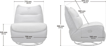 Sofa gaming Cougar Overlord Neo - inclinable, repose-pieds, rotation 360° (Gris) - vue 6