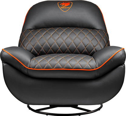 Sofa gaming Cougar Overlord - inclinable 160°, repose-pieds, rotation 360° (Noir/Orange) - vue 2