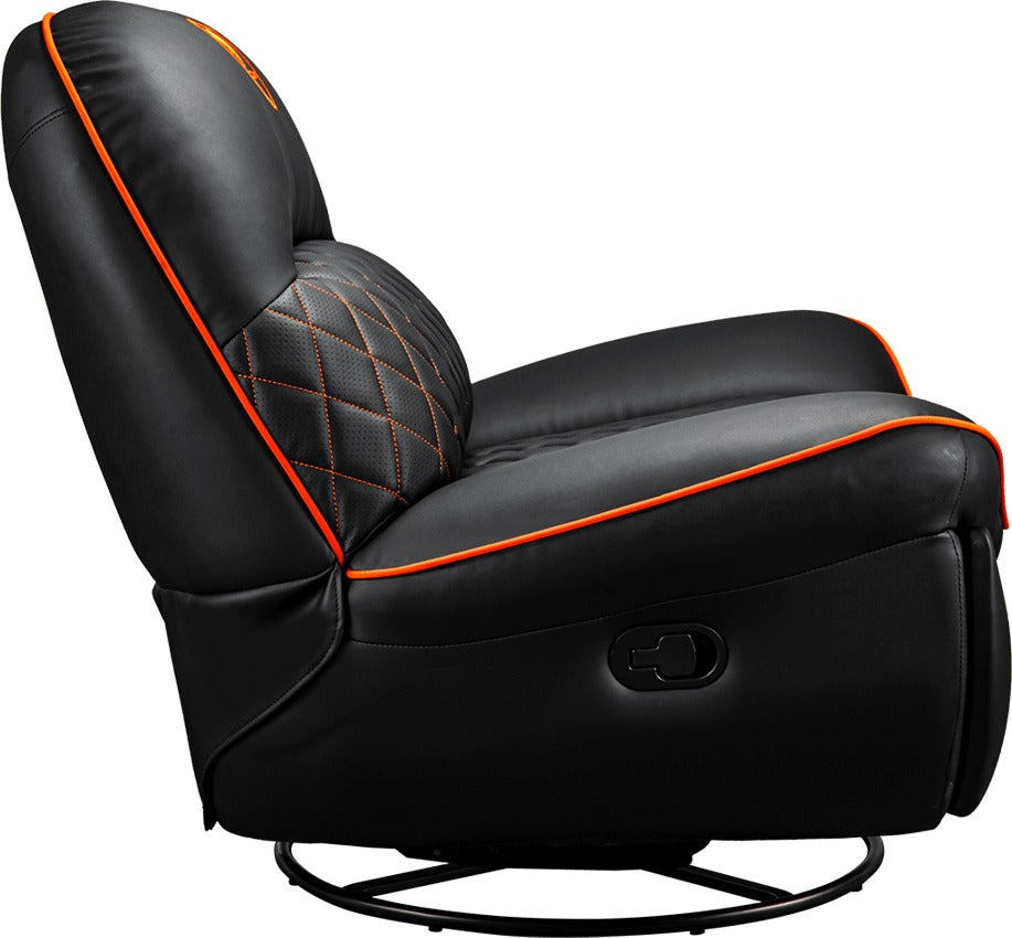 Sofa gaming Cougar Overlord - inclinable 160°, repose-pieds, rotation 360° (Noir/Orange) - vue 3