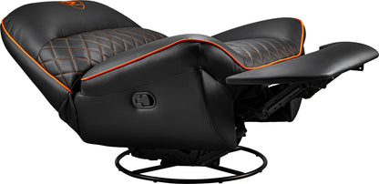 Sofa gaming Cougar Overlord - inclinable 160°, repose-pieds, rotation 360° (Noir/Orange) - vue 5